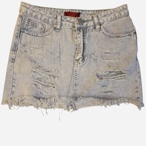 Signature8 Light Blue Washed Denim Detail Skirt